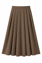 Load image into Gallery viewer, Wool Herringbone Maxi Pleated Skirt
