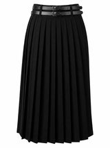 Load image into Gallery viewer, Cool Wool Pleated Double Belt Skirt
