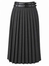 Load image into Gallery viewer, Cool Wool Pleated Double Belt Skirt
