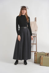 Load image into Gallery viewer, Cool Wool Pleated Double Belt Skirt
