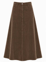 Load image into Gallery viewer, Stretch Corduroy Maxi Panel Skirt
