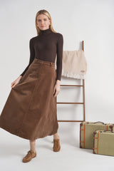 Load image into Gallery viewer, Stretch Corduroy Maxi Panel Skirt
