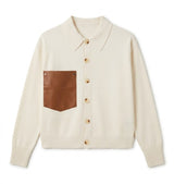 Load image into Gallery viewer, Knit Shirt With Leather Pocket
