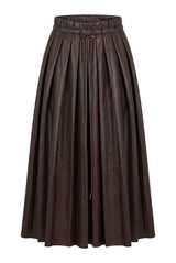 Load image into Gallery viewer, Leather Midi Paper Bag Skirt
