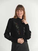 Load image into Gallery viewer, Embroidered Cropped Cardigan

