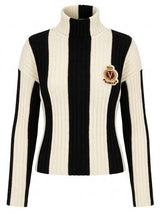 Load image into Gallery viewer, Striped Ribbed Mock Neck Sweater
