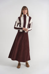 Load image into Gallery viewer, Striped Ribbed Mock Neck Sweater
