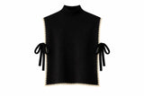 Load image into Gallery viewer, Contrast Trim Side Bow Mock Neck Sweater Vest
