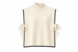 Load image into Gallery viewer, Contrast Trim Side Bow Mock Neck Sweater Vest
