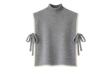 Load image into Gallery viewer, Contrast Trim Side Bow Mock Neck Sweater Vest
