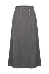 Load image into Gallery viewer, Cool Wool Double Breasted Long Skirt
