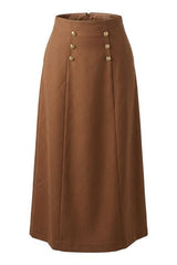 Load image into Gallery viewer, Cool Wool Double Breasted Long Skirt

