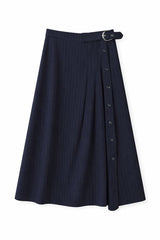 Load image into Gallery viewer, Cool Wool Side Pleated Wrap Midi Skirt
