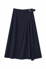Load image into Gallery viewer, Cool Wool Side Pleated Wrap Midi Skirt

