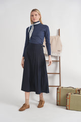 Load image into Gallery viewer, Cool Wool Side Pleated Wrap Midi Skirt
