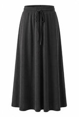 Load image into Gallery viewer, Ribbed Maxi Drawstring A Line Skirt
