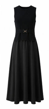 Load image into Gallery viewer, Buckle Vest Crepe Dress Combo
