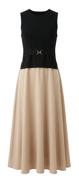 Load image into Gallery viewer, Buckle Vest Crepe Dress Combo
