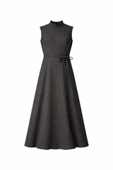 Load image into Gallery viewer, Wool Pinestripes Mock Neck Maxi Jumper
