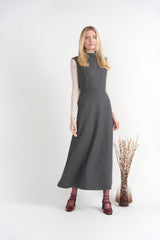 Load image into Gallery viewer, Wool Pinestripes Mock Neck Maxi Jumper
