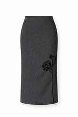 Load image into Gallery viewer, Wool Straight Midi Applique Skirt
