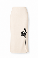 Load image into Gallery viewer, Wool Straight Midi Applique Skirt
