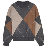 Load image into Gallery viewer, Argyle Drop Shoulder Sweater
