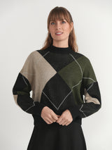 Load image into Gallery viewer, Argyle Drop Shoulder Sweater

