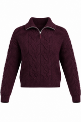 Load image into Gallery viewer, Cable Henley Zip Sweater
