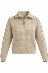 Load image into Gallery viewer, Cable Henley Zip Sweater
