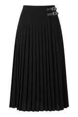 Load image into Gallery viewer, Crepe Pleated Midi Wrap Skirt

