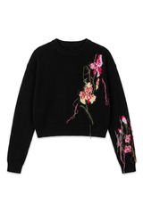 Load image into Gallery viewer, Cropped Floral Fringe Sweater
