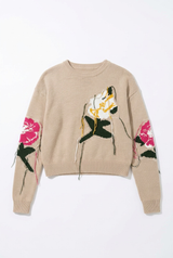 Load image into Gallery viewer, Cropped Floral Fringe Sweater
