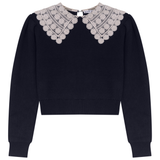 Load image into Gallery viewer, Ribbed Sweater With Crochet Collar
