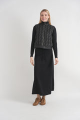Load image into Gallery viewer, Cable Knit Quilt Sweater With Belt
