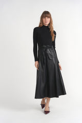 Load image into Gallery viewer, Midi Leather Sweater Dress
