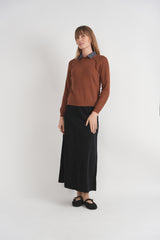 Load image into Gallery viewer, Saddle Stitch Sweater With Removable Denim Collar
