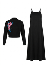 Load image into Gallery viewer, Cropped Embroidered Sweater-Copper Tencel Jumper Combo
