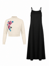 Load image into Gallery viewer, Cropped Embroidered Sweater-Copper Tencel Jumper Combo
