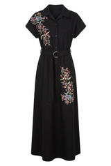 Load image into Gallery viewer, Brushed Wool Embroidered Maxi Dress
