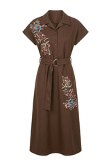 Load image into Gallery viewer, Brushed Wool Embroidered Maxi Dress
