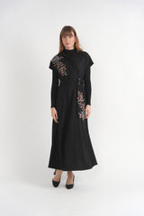 Load image into Gallery viewer, Brushed Wool Embroidered Maxi Dress
