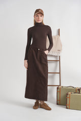 Load image into Gallery viewer, Suede Maxi Fly Front Ulla Skirt

