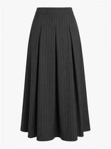 Load image into Gallery viewer, Cool Wool Pin Striped Pleated Midi Skirt
