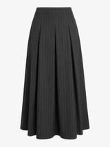 Load image into Gallery viewer, Cool Wool Pin Striped Pleated Midi Skirt
