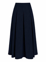 Load image into Gallery viewer, Cool Wool Pin Striped Pleated Midi Skirt
