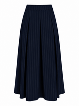 Load image into Gallery viewer, Cool Wool Pin Striped Pleated Midi Skirt
