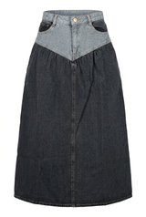 Load image into Gallery viewer, Two-Tone Denim Midi Skirt
