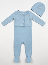 Load image into Gallery viewer, Footie, Cardigan &amp; Hat Set
