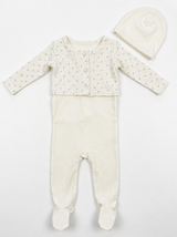 Load image into Gallery viewer, Footie, Cardigan &amp; Hat Set
